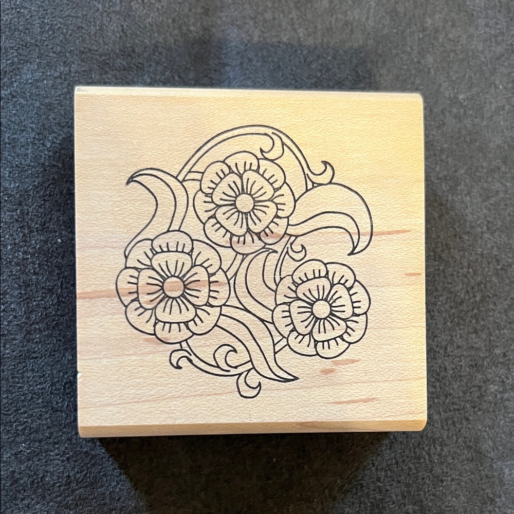Floral Design Wooden Stamp